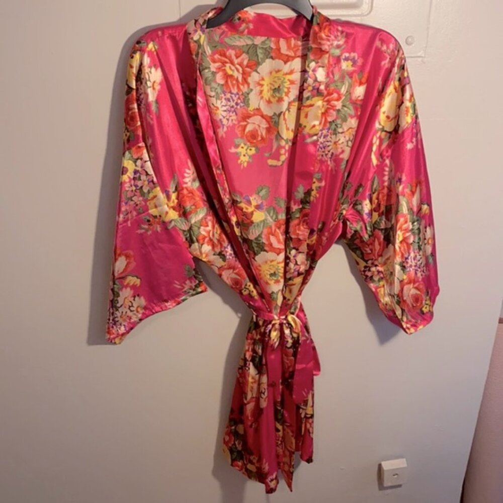 Floral silk robe